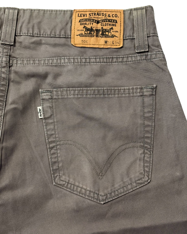 Levi's Grey 506 Straight Fit Cotton Trousers