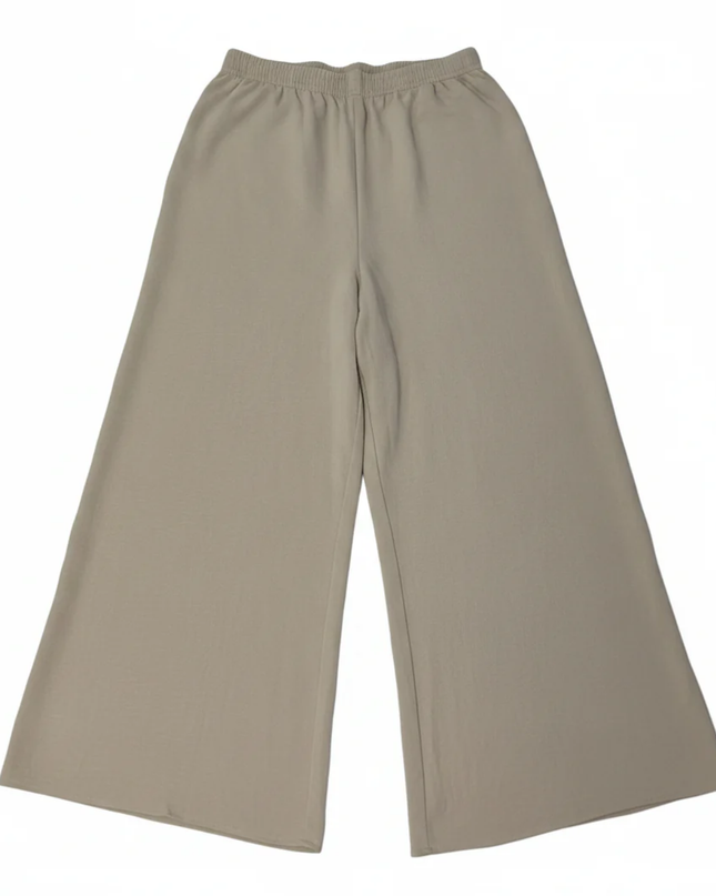 ZARA Beige Wide-Leg Elasticated Flowy Pants