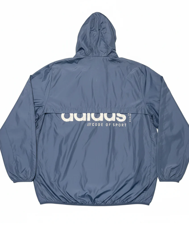 Adidas Blue Full Zip Hooded Windbreaker Jacket
