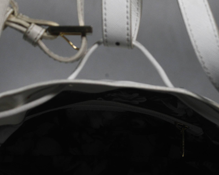 Ted Baker White Saffiano Leather Bucket Bag