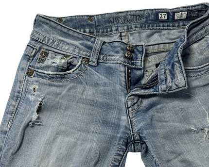 Miss Me Blue Distressed Wing Pocket Skinny Jeans