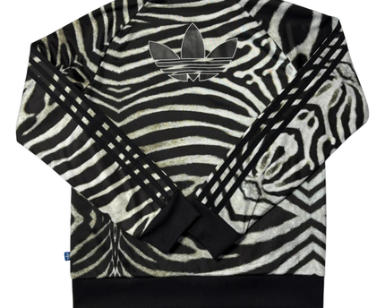 Adidas Black and White Zebra Print Track Jacket
