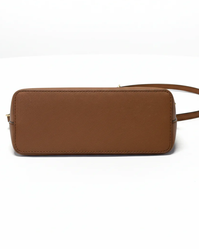 MICHAEL KORS Brown Saffiano Leather Dome Crossbody Bag