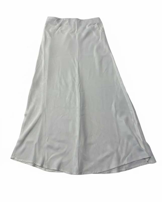 Koton White Satin-Finish Viscose Midi Skirt