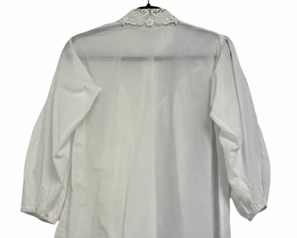NEVER MORE White Lace Collar Puff Sleeve Blouse