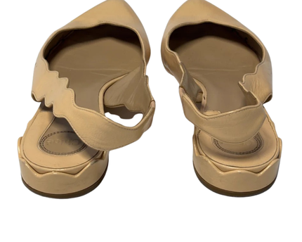 Chloe Beige Scalloped Slingback Flats