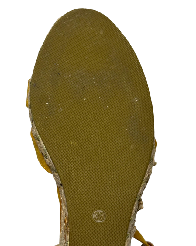 ABI Yellow Suede Espadrille Wedge Sandals