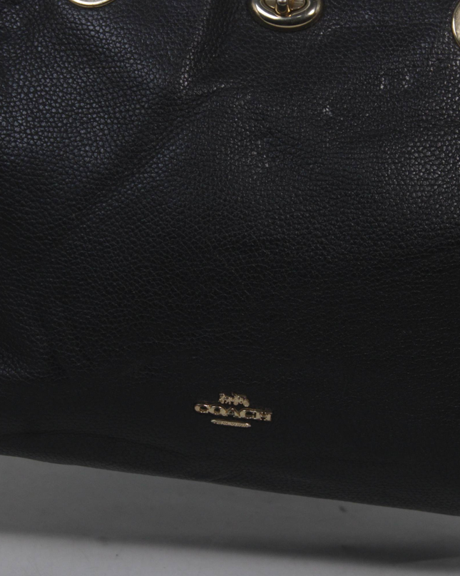 Coach Black Pebbled Leather Chain Strap Tote Bag