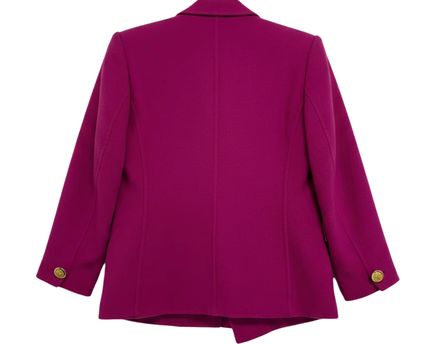 Yves Saint Laurent Magenta Vintage Wool Double-Breasted Skirt Suit