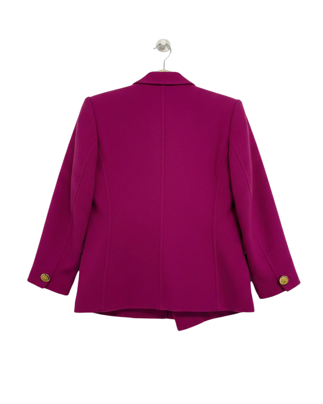 Yves Saint Laurent Magenta Vintage Wool Double-Breasted Skirt Suit