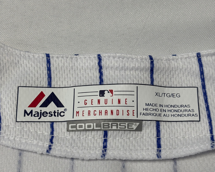 Majestic White Chicago Cubs Kris Bryant #17 Pinstripe Baseball Jersey