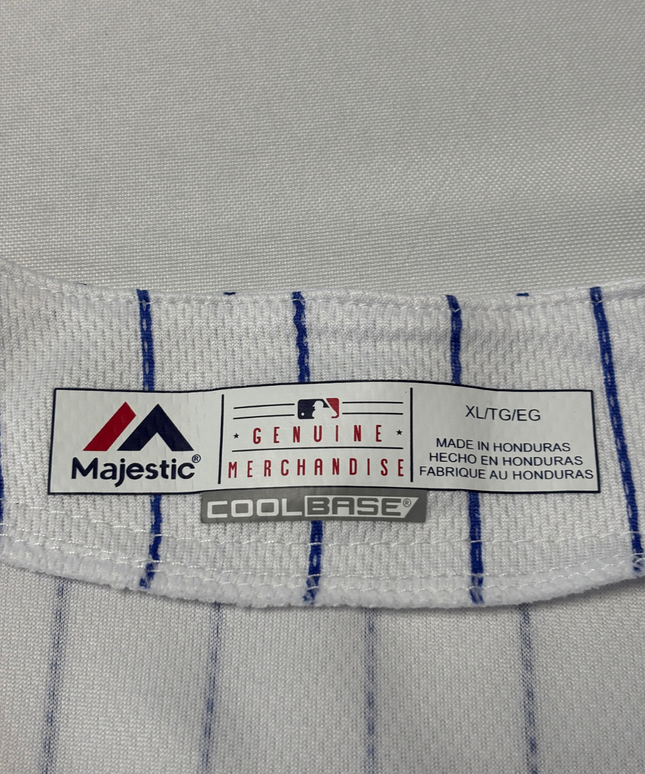 Majestic White Chicago Cubs Kris Bryant #17 Pinstripe Baseball Jersey