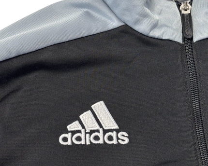 Adidas Black and Grey 3-Stripe Zip-Up Sports Jacket