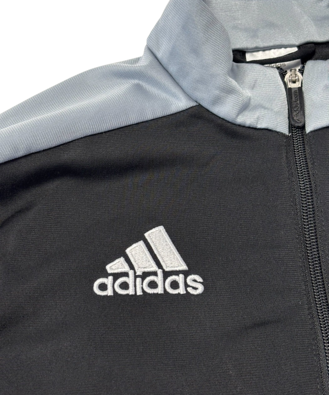 Adidas Black and Grey 3-Stripe Zip-Up Sports Jacket