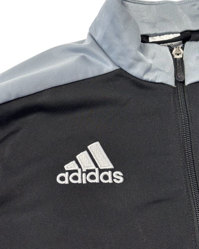 Adidas Black and Grey 3-Stripe Zip-Up Sports Jacket