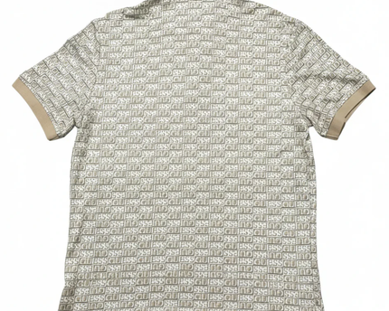Guess Beige Monogram Print Slim Fit Polo Shirt