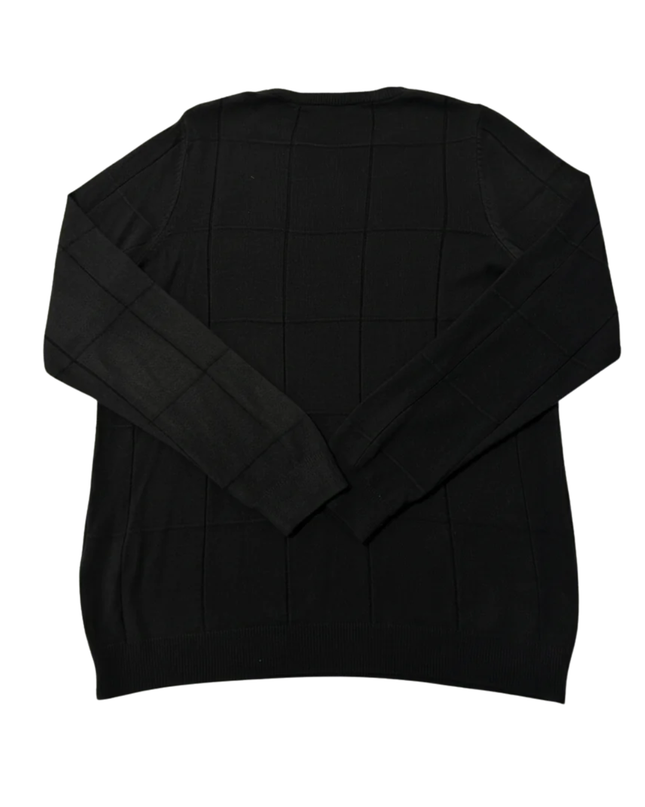 LC WAIKIKI Black Textured Grid Knit Crew Neck Sweater