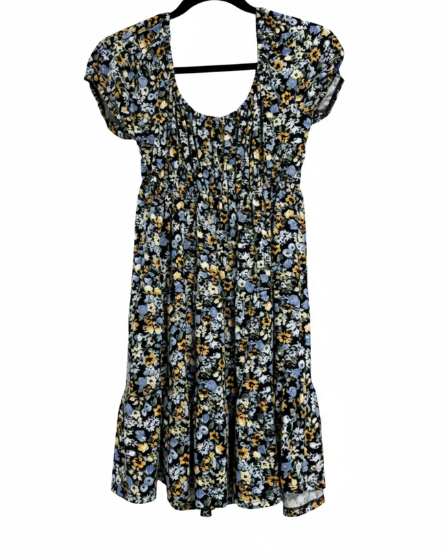 Hollister Black Floral Tiered Mini Dress