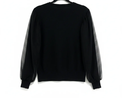 INC International Concepts Black Mesh Sleeve Sweater