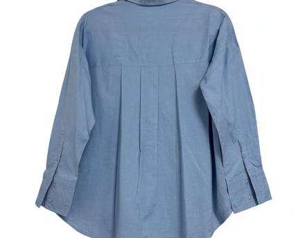 Bebe Blue Long-Sleeved Cotton Button-Down Shirt