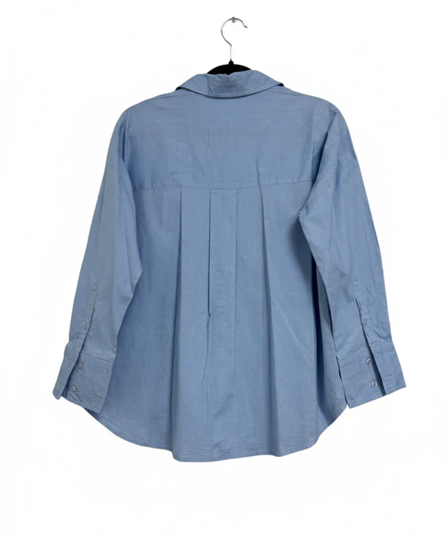 Bebe Blue Long-Sleeved Cotton Button-Down Shirt