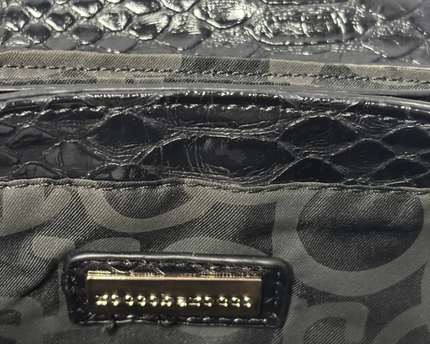 Roccobarocco Black Snakeskin-Embossed Mini Top-Handle Bag