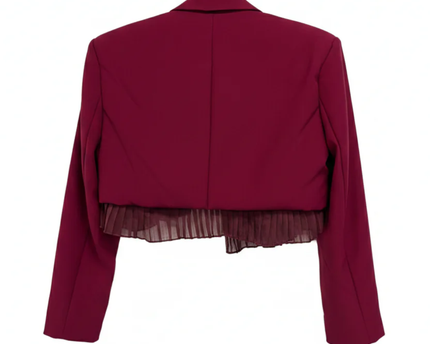 Missguided Burgundy Cropped Pleated Hem Blazer W/Tags