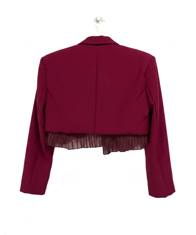 Missguided Burgundy Cropped Pleated Hem Blazer W/Tags