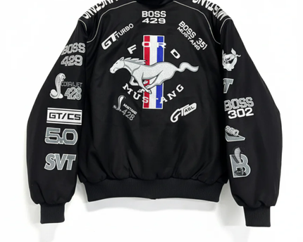 Reworked Black Ford Mustang NASCAR Racing Jacket