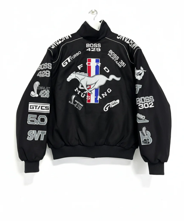 Reworked Black Ford Mustang NASCAR Racing Jacket