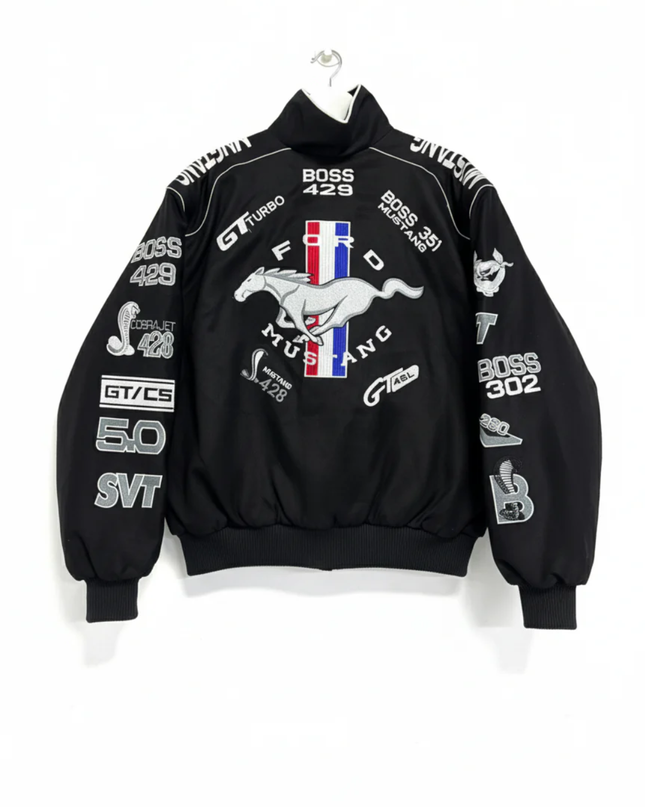 Reworked Black Ford Mustang NASCAR Racing Jacket
