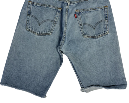 Levi's Blue 501 Raw Hem Denim Shorts