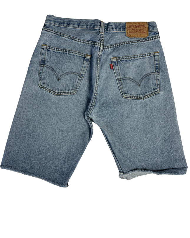 Levi's Blue 501 Raw Hem Denim Shorts