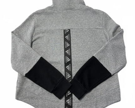 Adidas Gray Colorblock High Neck Logo Tape Sweatshirt