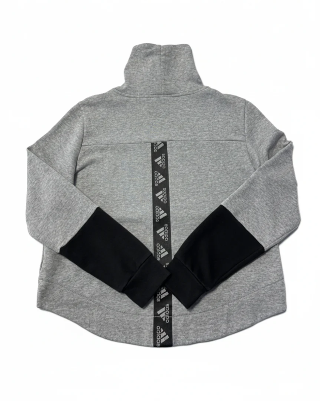 Adidas Gray Colorblock High Neck Logo Tape Sweatshirt