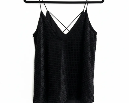MNG Black Shimmer Textured Cami Top