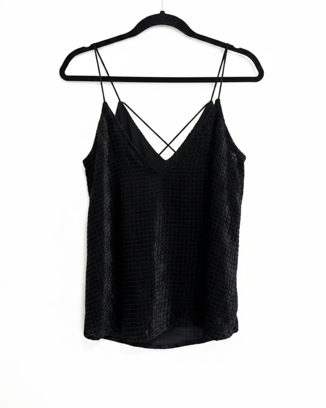 MNG Black Shimmer Textured Cami Top