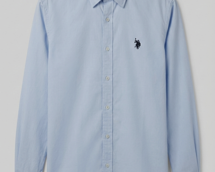 U.S. POLO ASSN. Light Blue Regular Fit Cotton Shirt