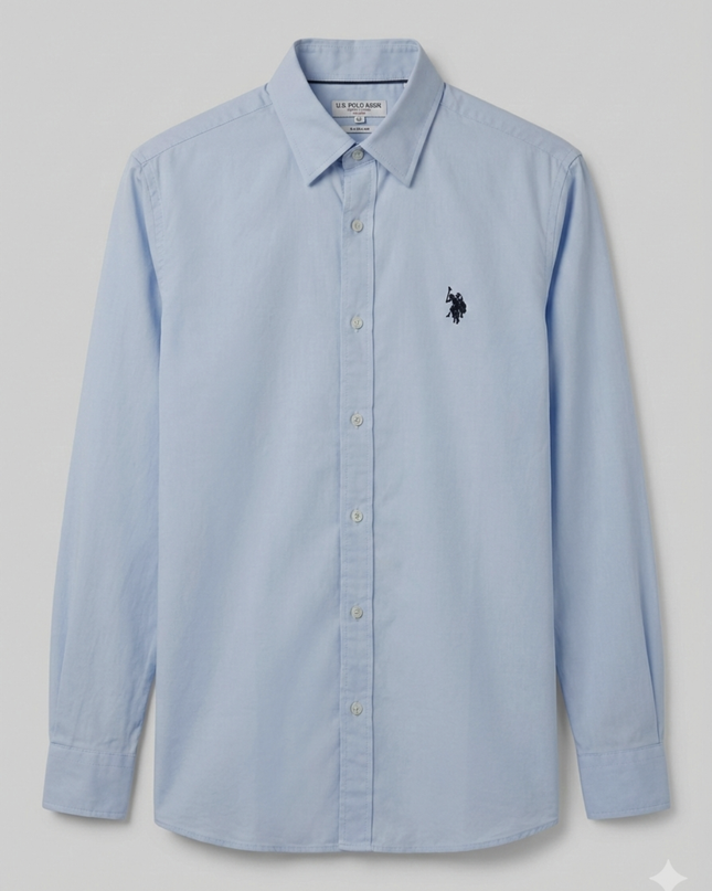 U.S. POLO ASSN. Light Blue Regular Fit Cotton Shirt