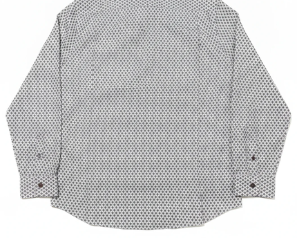 Michael Kors Blue and White Geometric Print Button-Down Shirt