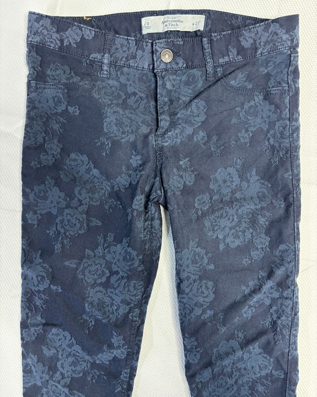 Abercrombie & Fitch Navy Blue Floral Skinny Jeans