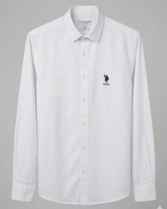 U.S. Polo Assn. White Slim Fit Long-Sleeve Button-Down Shirt