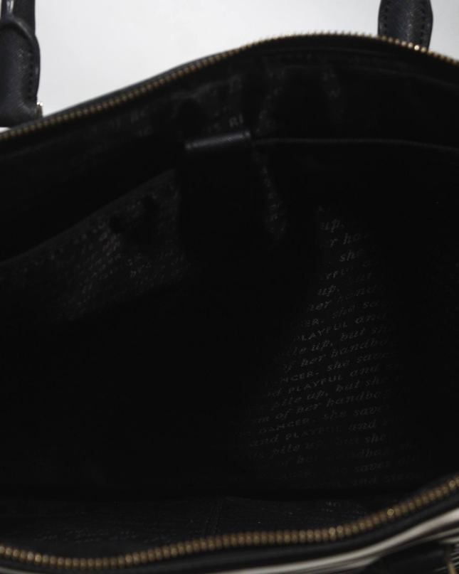 Kate Spade Black and White Striped Satchel Bag