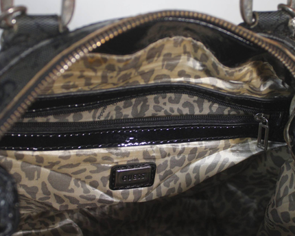 Guess Black Monogram Satchel Bag