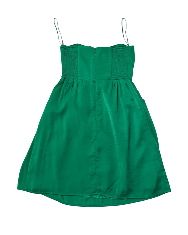 Mango Suit Emerald Green Pleated Strappy Mini Dress