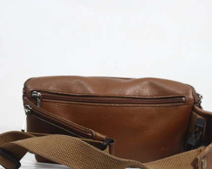 Longchamp Brown Pebbled Leather Toiletry Pouch