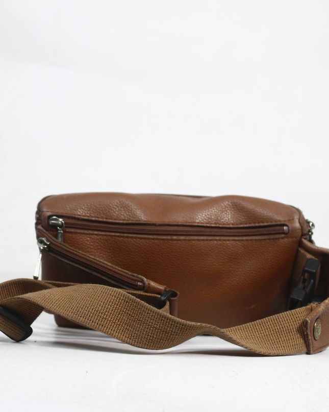 Longchamp Brown Pebbled Leather Toiletry Pouch
