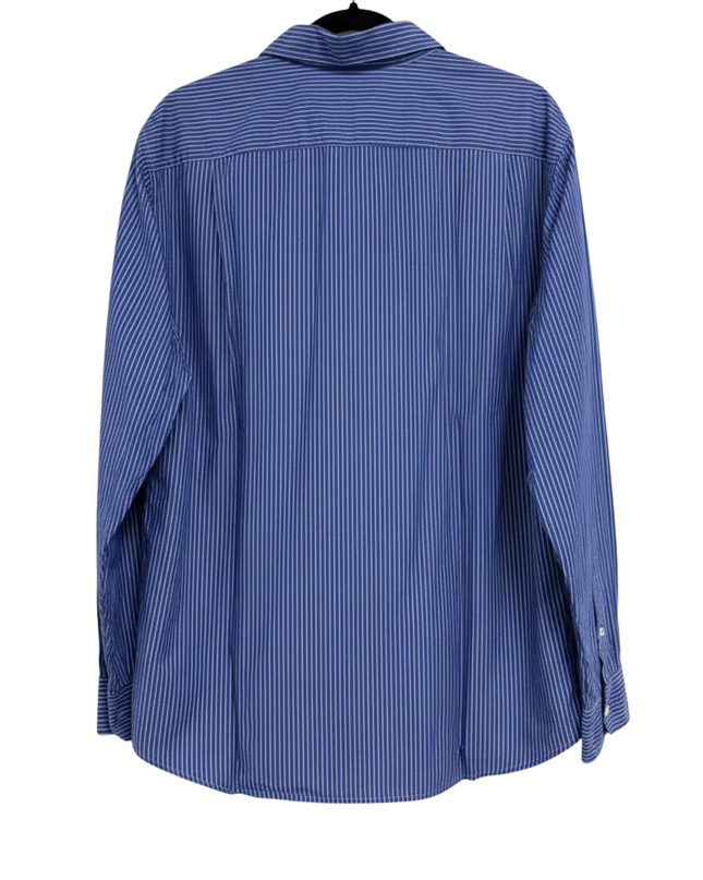 American Eagle Blue and White Striped Button Down Shirt