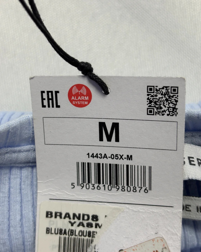 RESERVED Light Blue Ribbed Puff Sleeve Blouse W/Tags