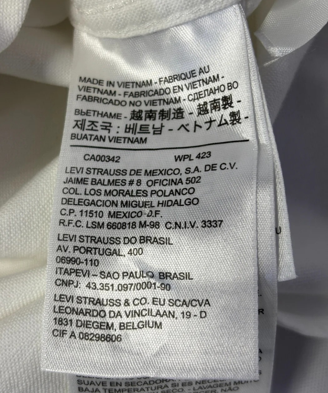 Levi's White Button-Down Long Sleeve Cotton Shirt